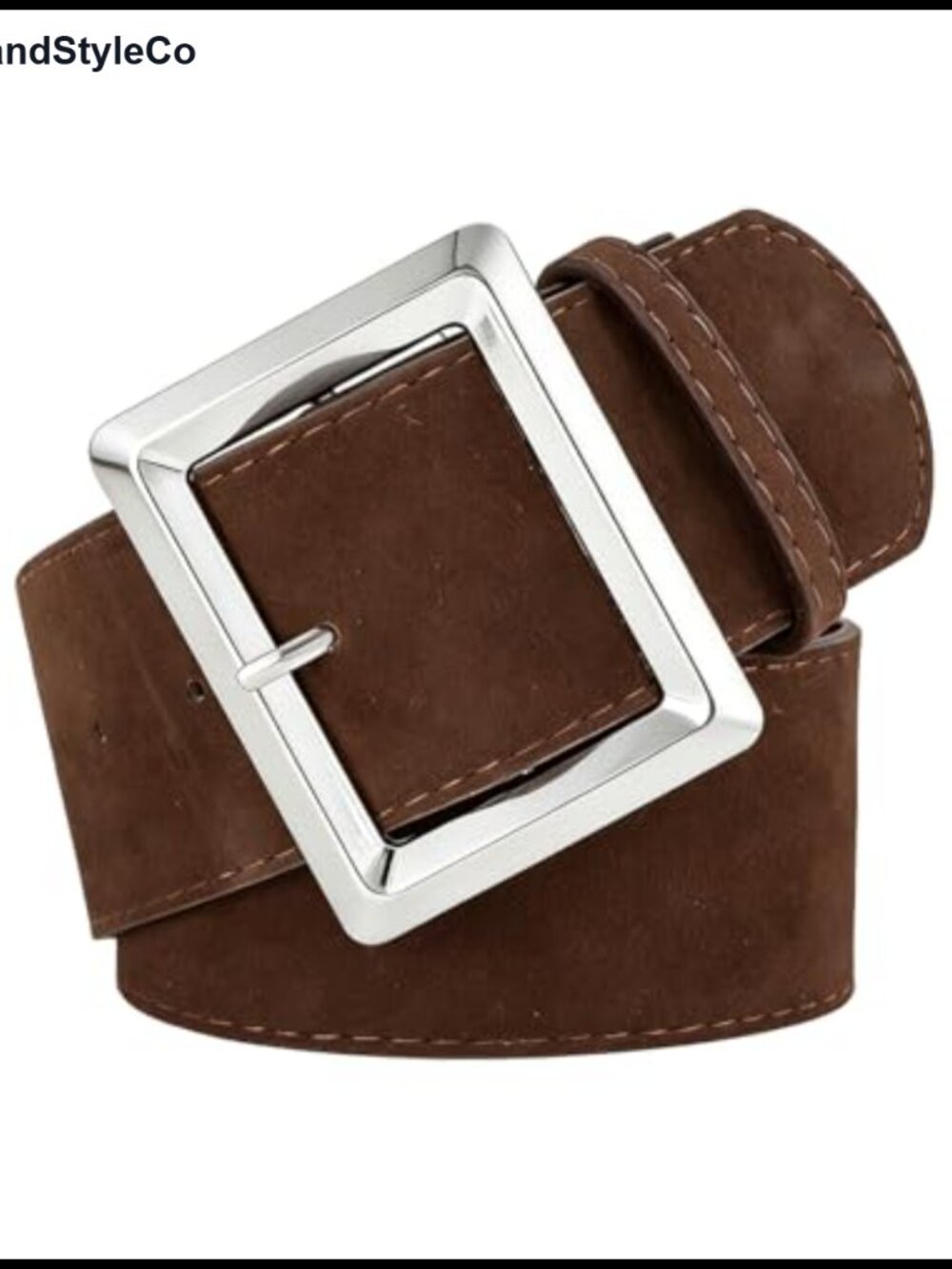 Wide Suede Leather Belt Women Retro Vintage Square Buckle Chunky